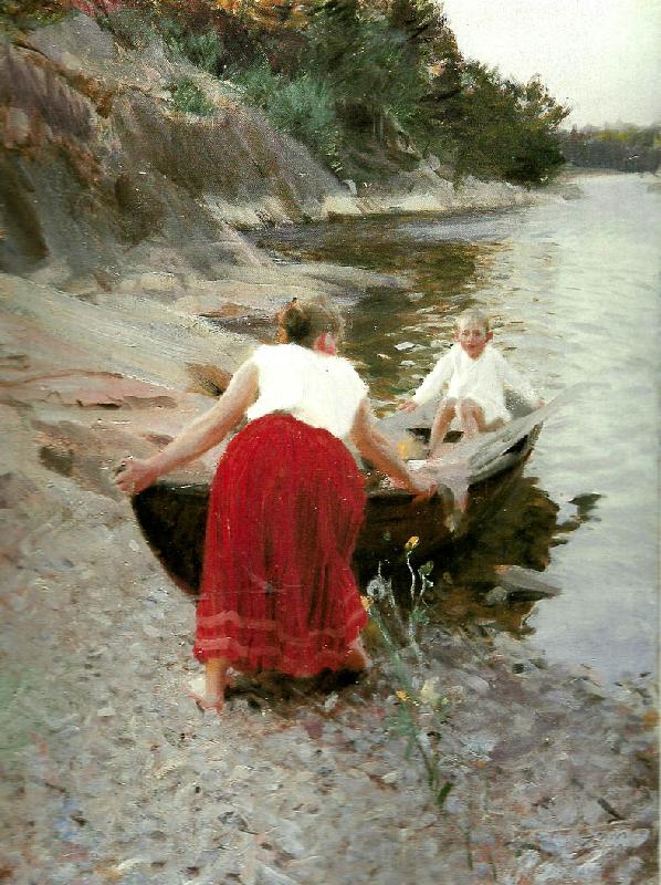 Anders Zorn femme au jupon rouge Norge oil painting art